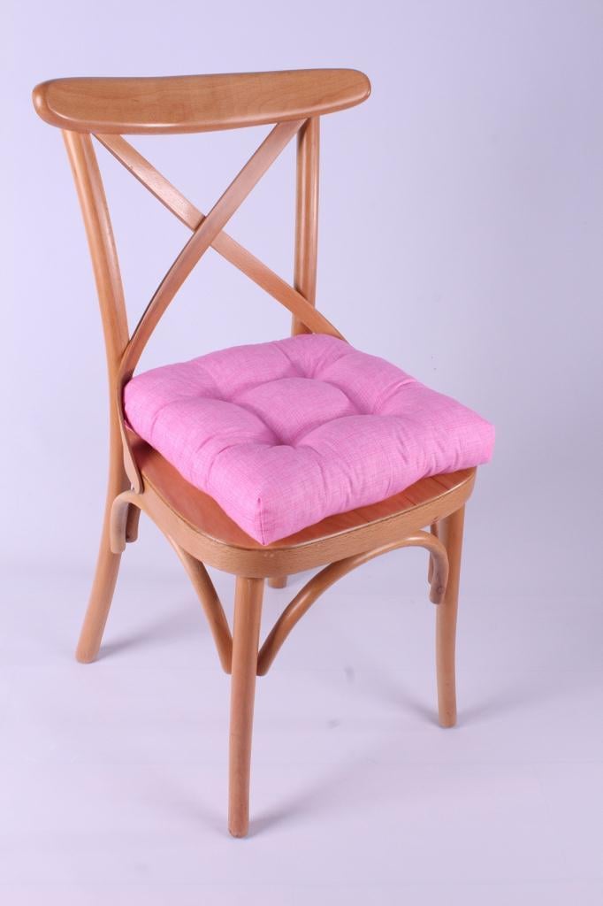Altınpamuk Lina Pofidik Pembe Sandalye Minderi Özel Dikişli Bağcıklı 40x40cm