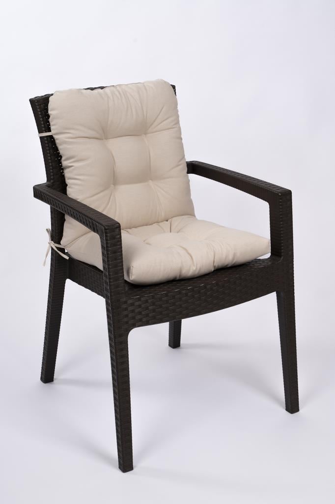 Altınpamuk Neva Pofidik BEJ Arkalıklı Sandalye minderi özel dikişli bağcıklı 44x94 cm 