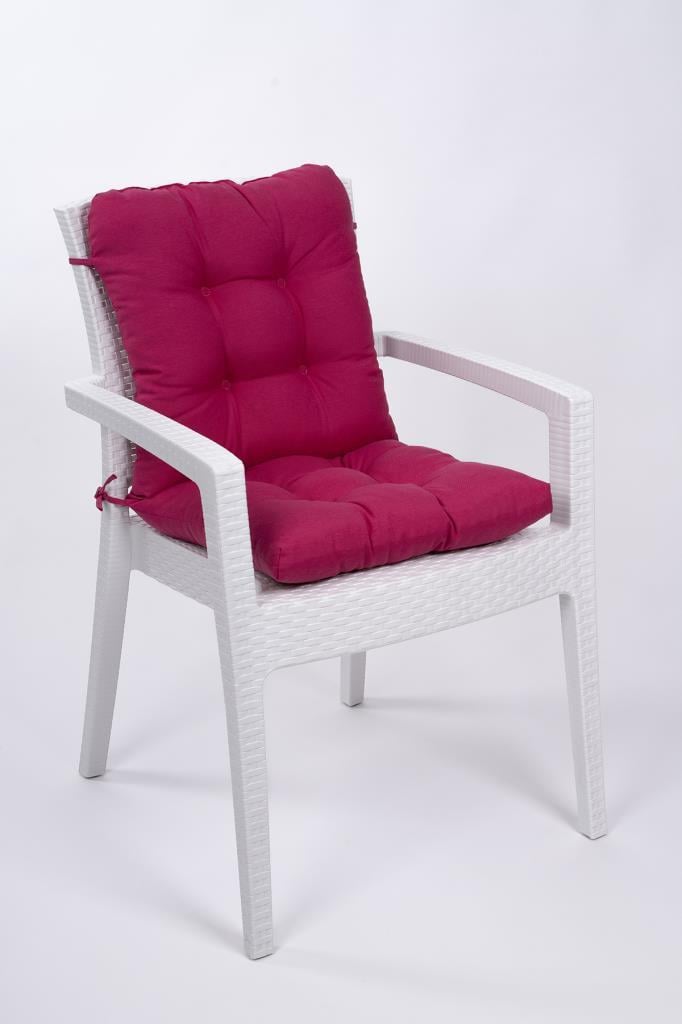 Altınpamuk Neva Pofidik Fuşya Arkalıklı Sandalye minderi özel dikişli bağcıklı 44x94 cm 