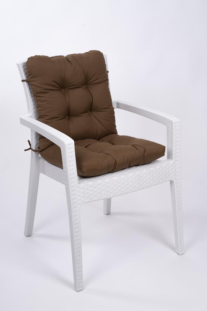 Altınpamuk Neva Pofidik Kahve Arkalıklı Sandalye minderi özel dikişli bağcıklı 44x94 cm 