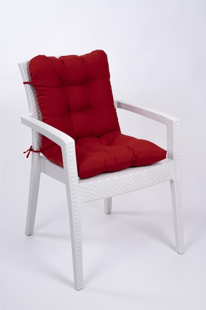 Altınpamuk Neva Pofidik Kırmızı Arkalıklı Sandalye minderi özel dikişli bağcıklı 44x94 cm 