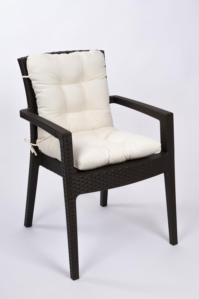 Altınpamuk Neva Pofidik Krem Arkalıklı Sandalye minderi özel dikişli bağcıklı 44x94 cm 