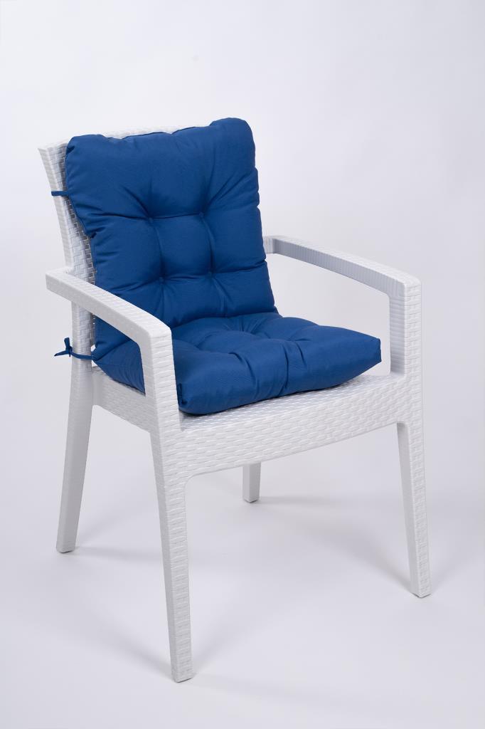 Altınpamuk Neva Pofidik Mavi Arkalıklı Sandalye minderi özel dikişli bağcıklı 44x94 cm 