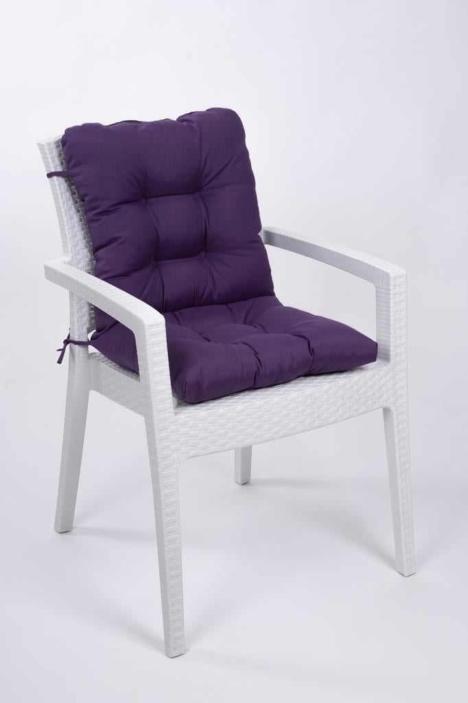 Altınpamuk Neva Pofidik Mor Arkalıklı Sandalye minderi özel dikişli bağcıklı 44x94 cm 
