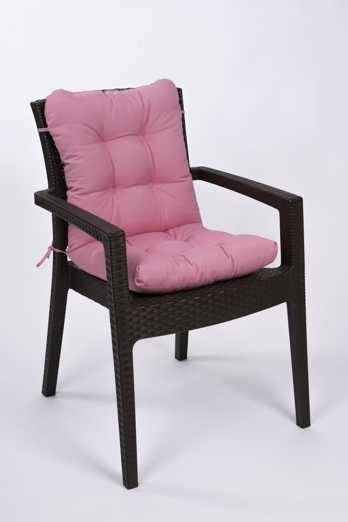 Altınpamuk Neva Pofidik Pembe Arkalıklı Sandalye minderi özel dikişli bağcıklı 44x94 cm 