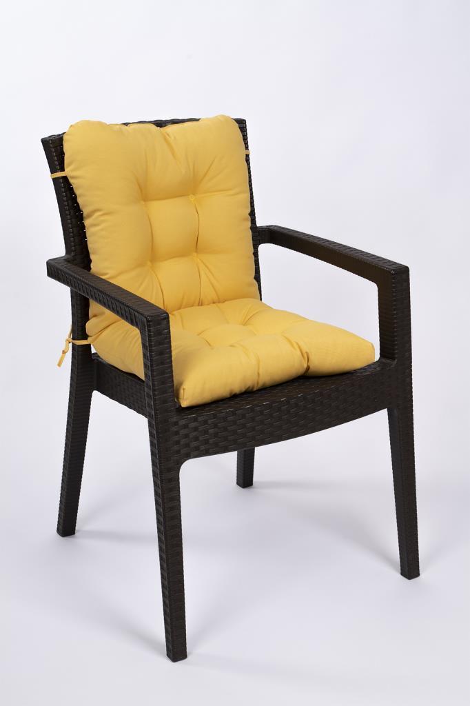 Altınpamuk Neva Pofidik Sarı Arkalıklı Sandalye minderi özel dikişli bağcıklı 44x94 cm 
