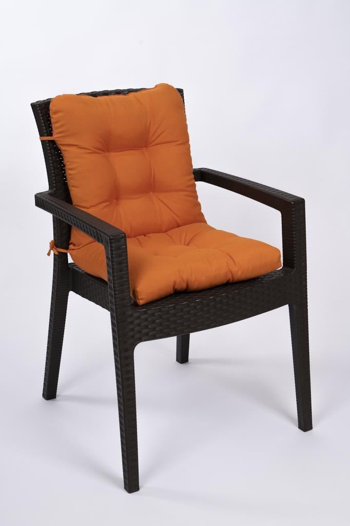Altınpamuk Neva Pofidik Turuncu Arkalıklı Sandalye minderi özel dikişli bağcıklı 44x94 cm 
