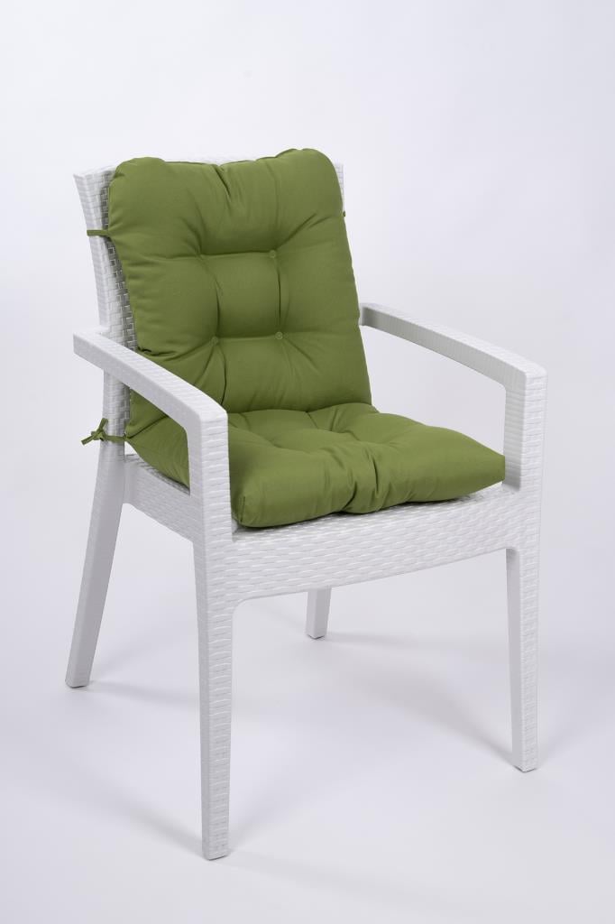 Altınpamuk Neva Pofidik Yeşil Arkalıklı Sandalye minderi özel dikişli bağcıklı 44x94 cm 