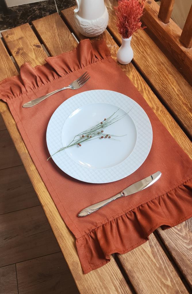 Bahar Keten 2 kenar Fırfırlı BEJ Vintage Amerikan Servis 30X50