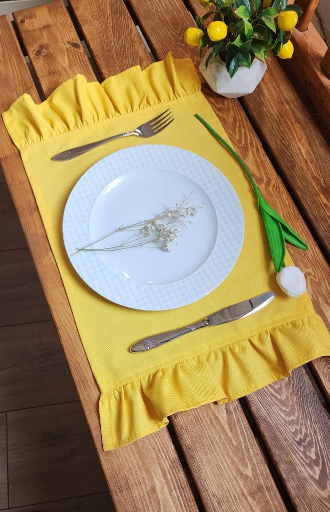 Bahar Keten 2 kenar Fırfırlı Sarı Vintage Amerikan Servis 30X50