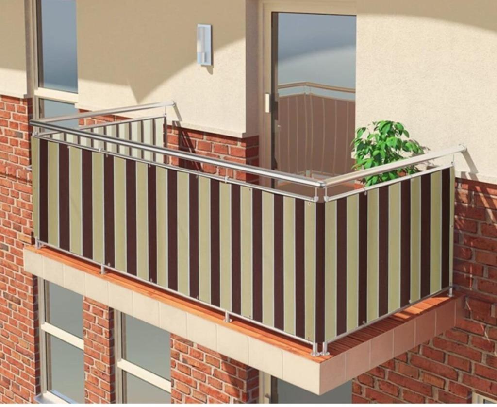 Balkon Demiri Perdesi Korkuluk Perdesi KAHVE KREM Her ölçüde BOY X EN Metal Halkalı-