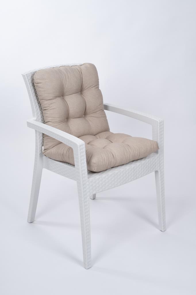 Candy Pofidik Arkalıklı Bej Sandalye Minderi Özel Dikişli Bağcıklı 43x88 Cm