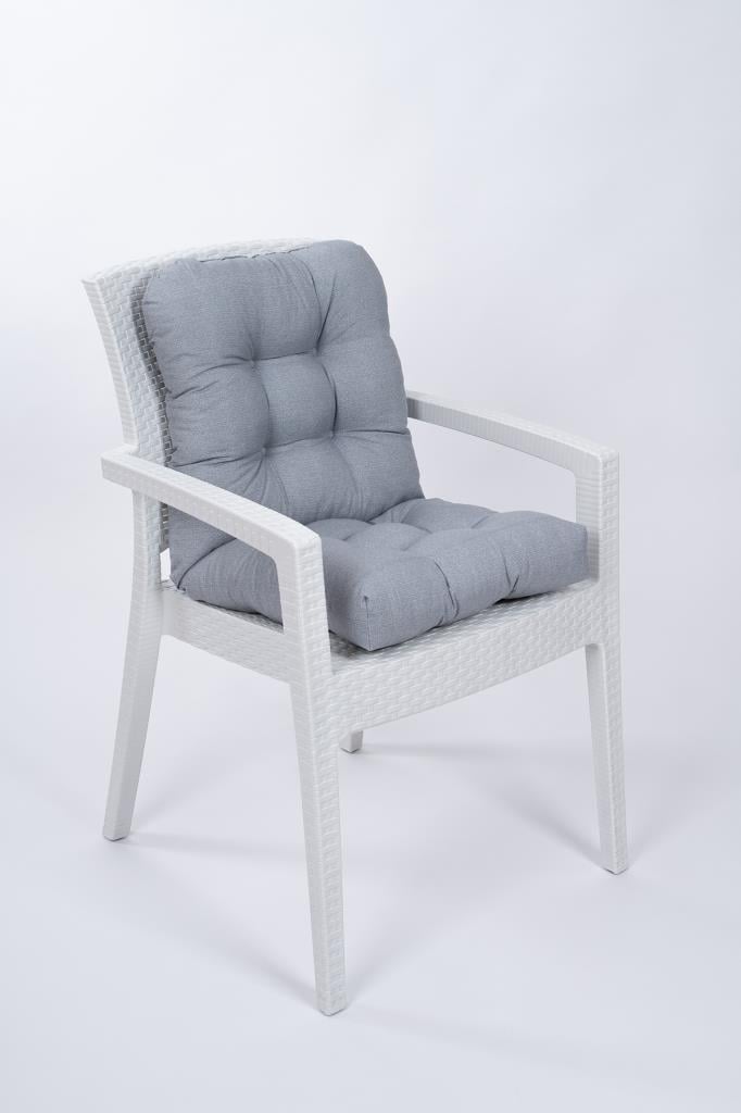 Candy Pofidik Arkalıklı Gri Sandalye Minderi Özel Dikişli Bağcıklı 43x88 Cm