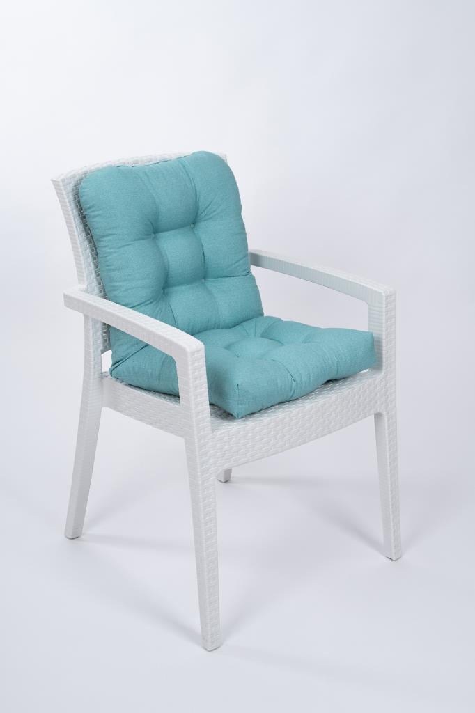 Candy Pofidik Arkalıklı Mint Sandalye Minderi Özel Dikişli Bağcıklı 43x88 Cm
