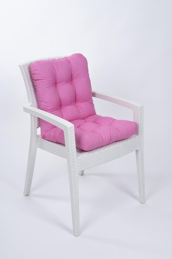 Candy Pofidik Arkalıklı Pembe Sandalye Minderi Özel Dikişli Bağcıklı 43x88 Cm