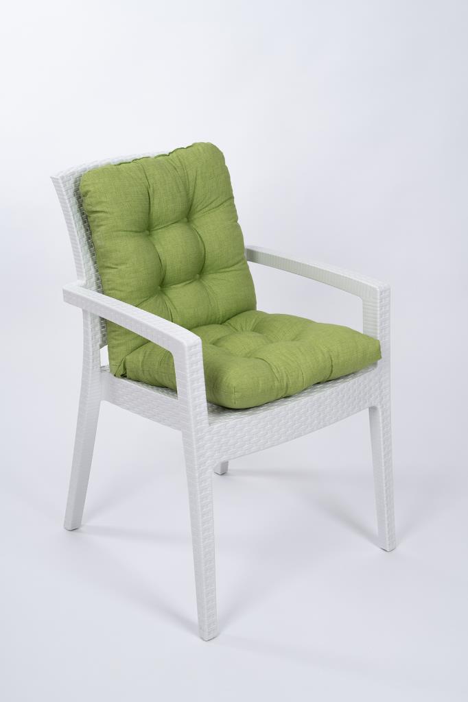 Candy Pofidik Arkalıklı Yeşil Sandalye Minderi Özel Dikişli Bağcıklı 43x88 Cm