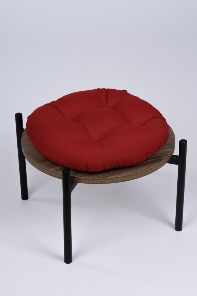 Defne Yuvarlak Sandalye-Tabure Minderi 37 cm kırmızı