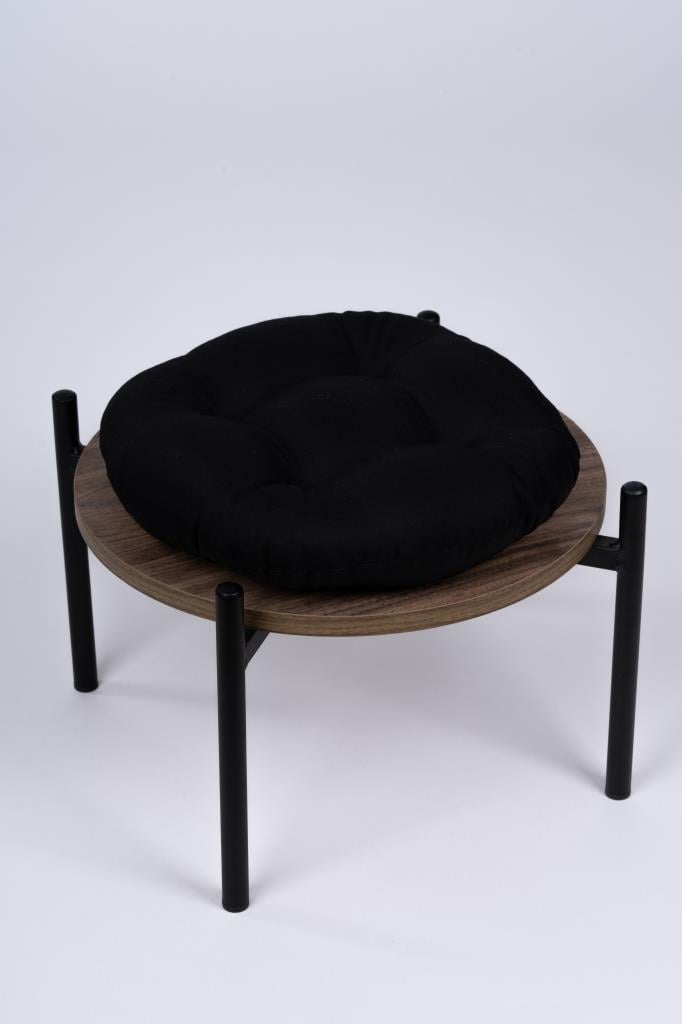 Defne Yuvarlak Sandalye-Tabure Minderi 37 cm siyah