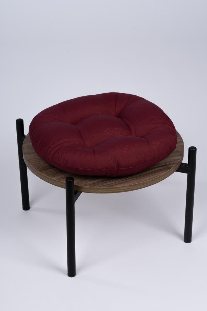 Defne Yuvarlak Sandalye-Tabure Minderi 37 cm bordo