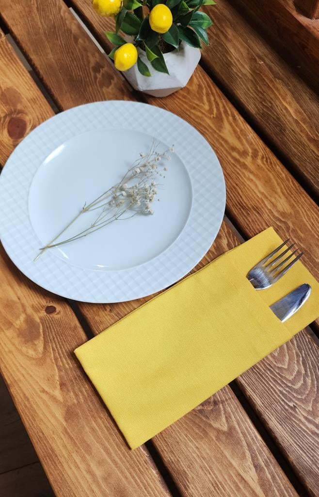 Dore Çatal Kaşık Bıçak Kılıfı 2 lı Sarı Masa Servislik