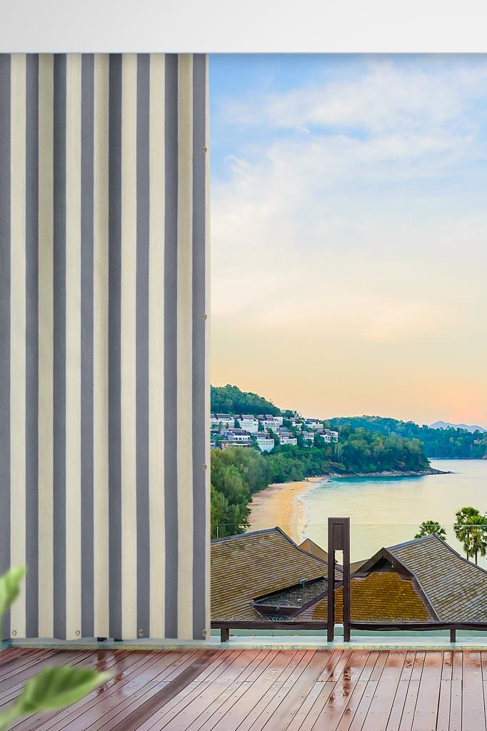 ELİT Balkon perdesi ENXBOY Seçenekli Balkon Perdesi''Kuşgözlü'' Gri Krem Renk