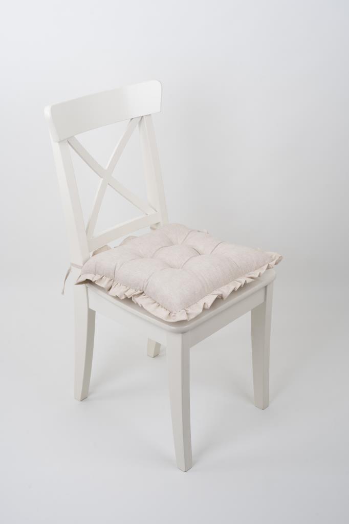 FANCY FIRFIRLI Pofidik BEJ Sandalye Minderi Bağcıklı 42x42cm