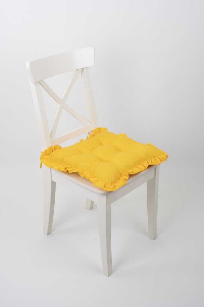 FANCY FIRFIRLI Pofidik SARI Sandalye Minderi Bağcıklı 42x42cm