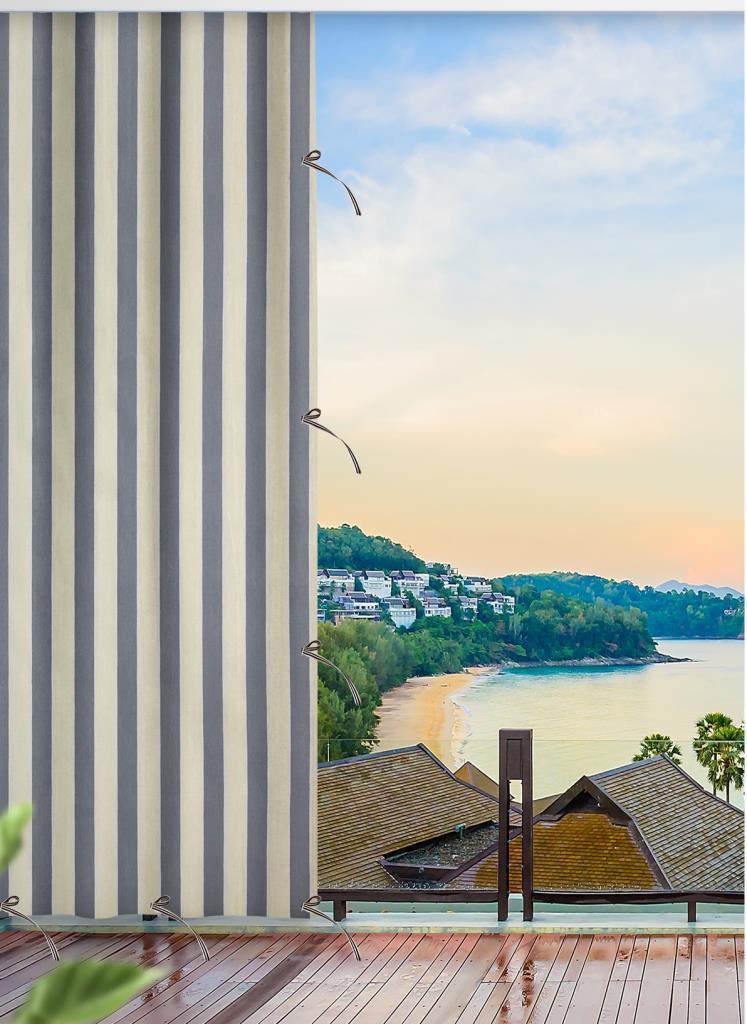 Her ölçüde ENXBOY Seçenekli Bağcıklı Balkon Perdesi-Balkon Brandası Gri Krem