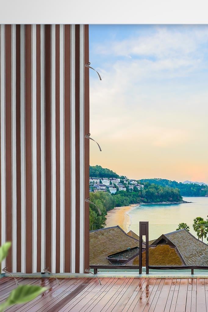 Her ölçüde ENXBOY Seçenekli Bağcıklı Balkon Perdesi-Balkon Brandası Kahve Beyaz