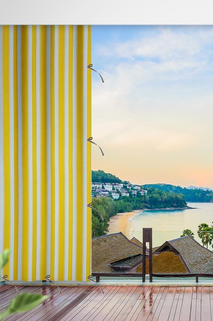 Her ölçüde ENXBOY Seçenekli Bağcıklı Balkon Perdesi-Balkon Brandası Sarı beyaz