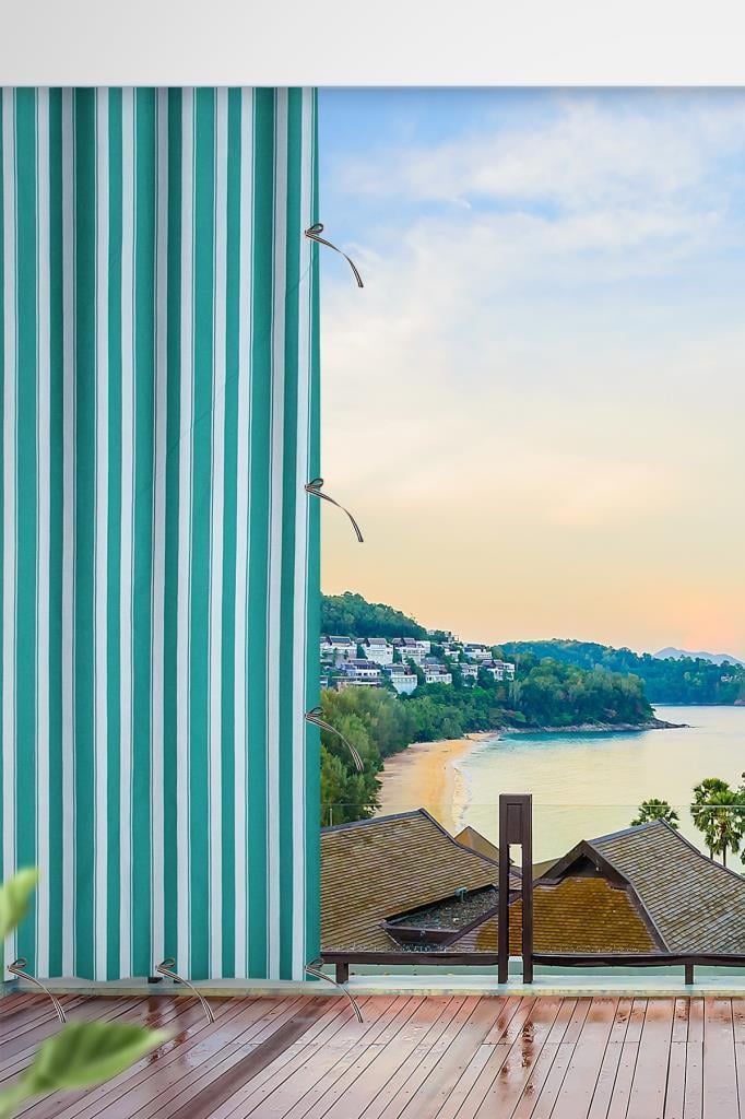 Her ölçüde ENXBOY Seçenekli Bağcıklı Balkon Perdesi-Balkon Brandası Yeşil Beyaz