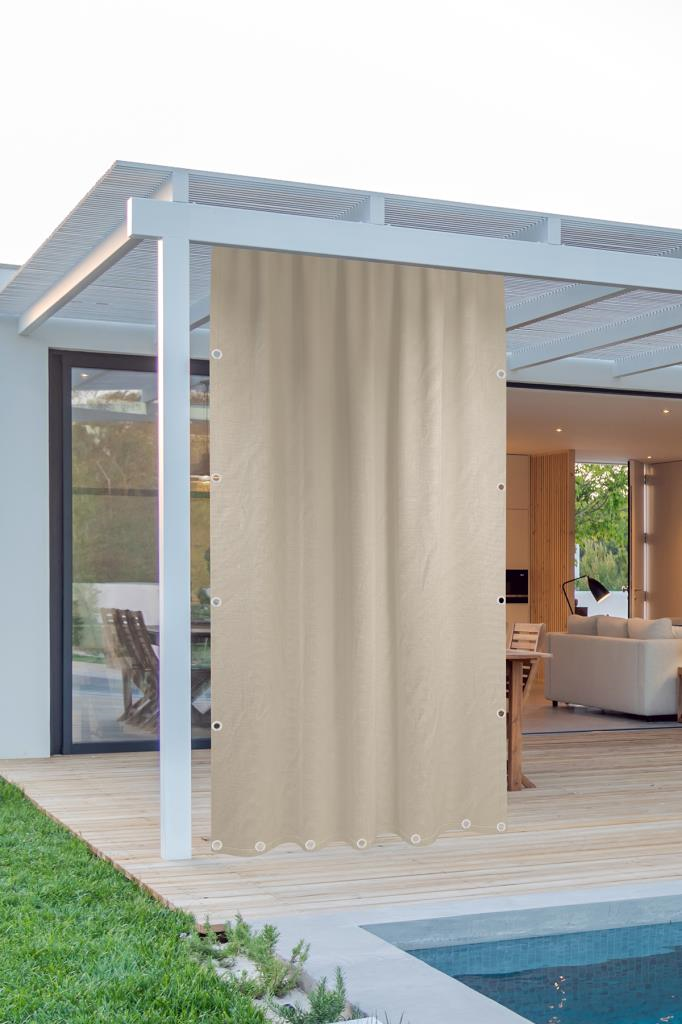 Her ölçüde ENXBOY Seçenekli Balkon Perdesi  ''Kuşgözlü'' BEJ DÜZ-