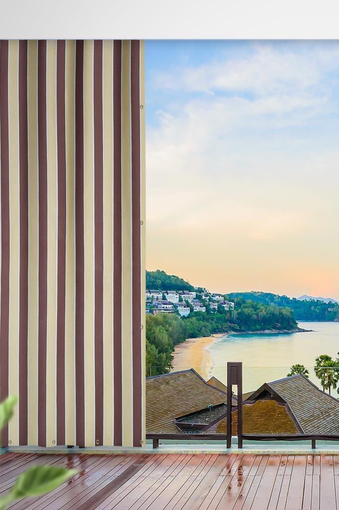 Her ölçüde ENXBOY Seçenekli Kuşgözlü Balkon Perdesi-Balkon Brandası kahve krem