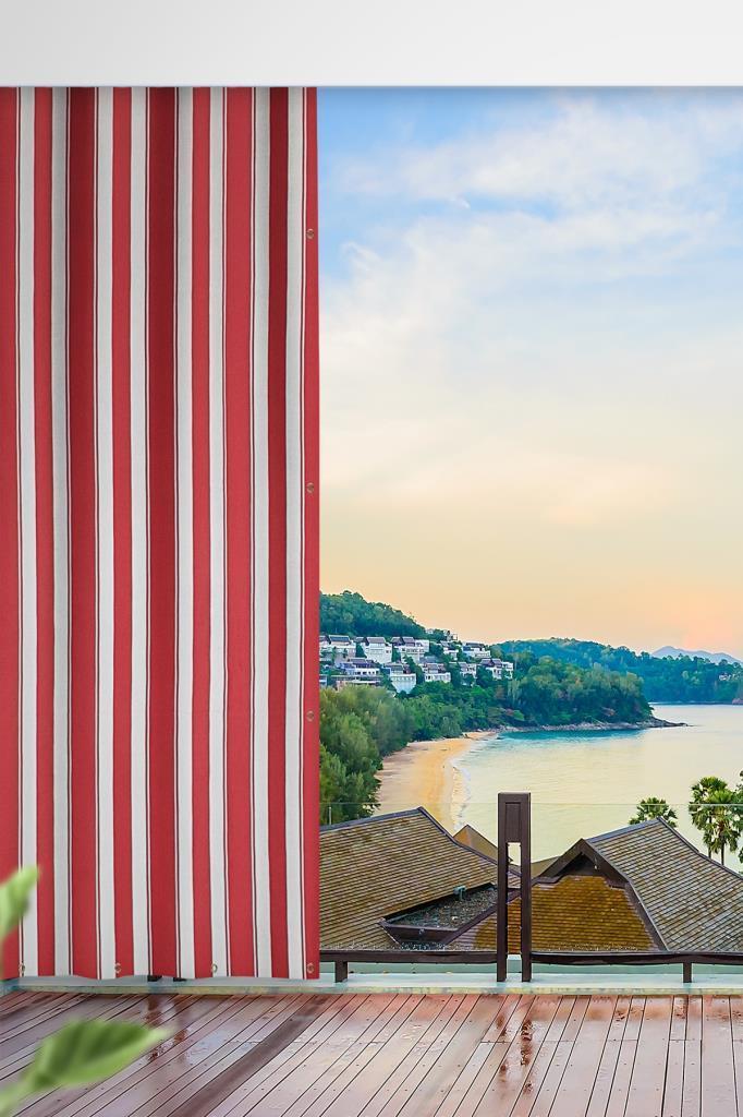 Her ölçüde ENXBOY Seçenekli Kuşgözlü Balkon Perdesi-Balkon Brandası kırmızı beyaz