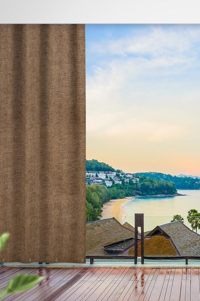 Her ölçüde ENXBOY Seçenekli Kuşgözlü Balkon Perdesi-Balkon Brandası- düz kahve