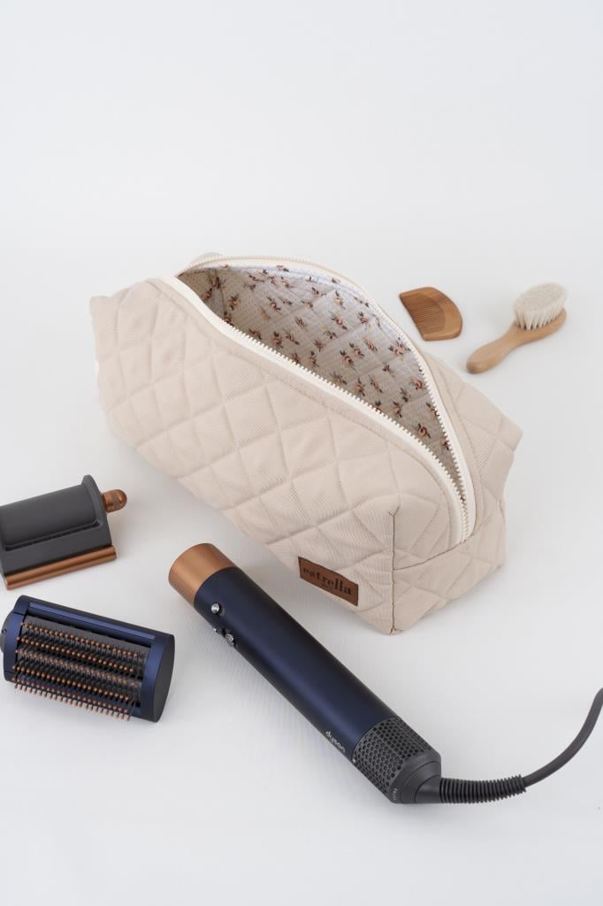 Kare BEJ Dyson Airwrap ve Tüm Saç Şekillendiriniz için XL Boy Çanta Seyahat Çantası BEJ