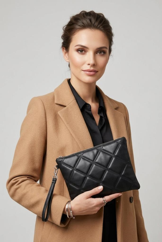 Lavita Portföy & Clutch Çanta Çıkarılabilir Bileklik Askılı Siyah 25 x 19 cm