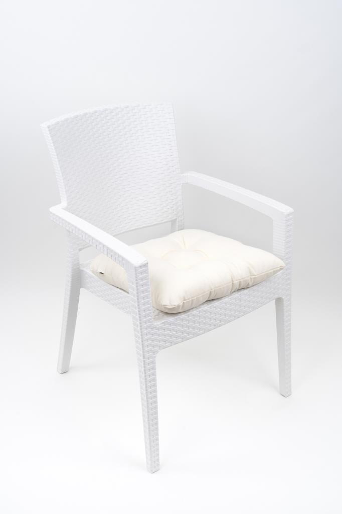 MEGA Krem Sandalye Minderi 45x45 Özel Dikişli Bağcıklı
