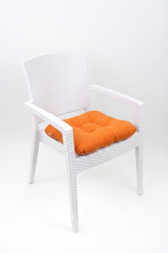 MEGA Turuncu Sandalye Minderi 45x45 Özel Dikişli Bağcıklı