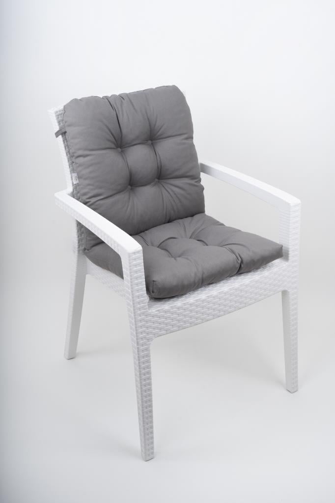 Neva Pofidik ANTRASİT Arkalıklı Sandalye minderi özel dikişli bağcıklı 44x84 cm 