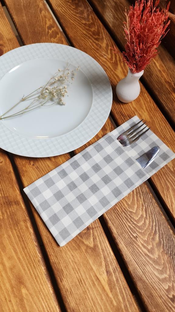 Pötikare Çatal Kaşık Bıçak Kılıfı 2 lı Gri Masa Servislik