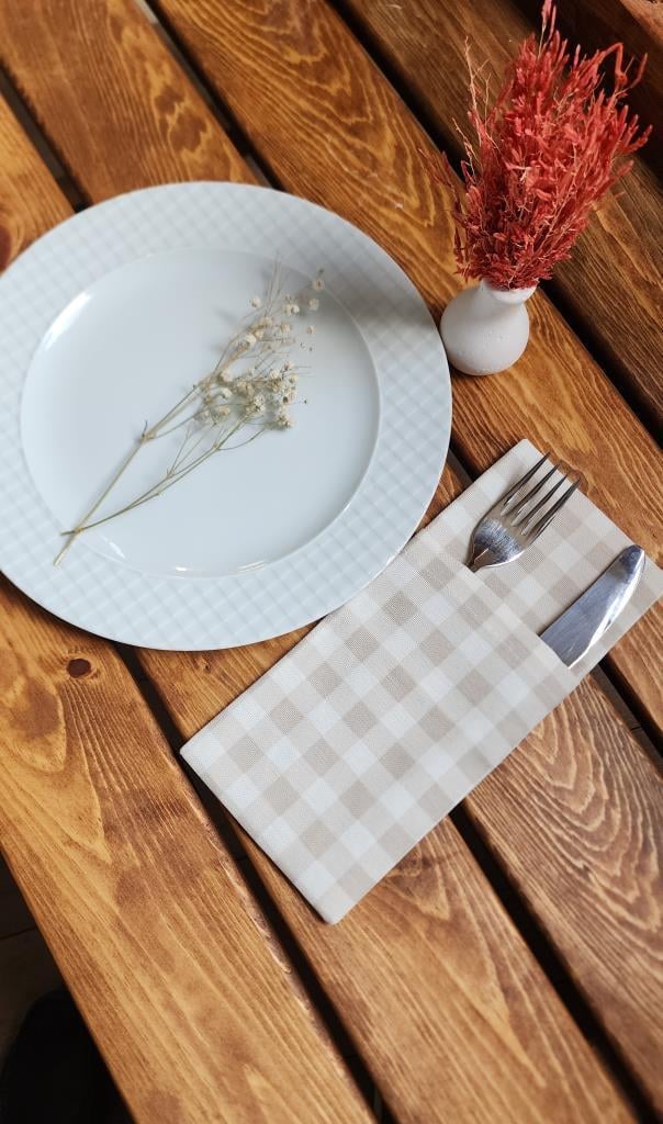 Pötikare Çatal Kaşık Bıçak Kılıfı 2 lı Bej Masa Servislik