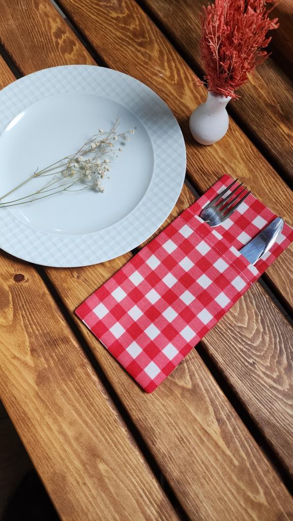 Pötikare Çatal Kaşık Bıçak Kılıfı 2 lı kırmızı Masa Servislik