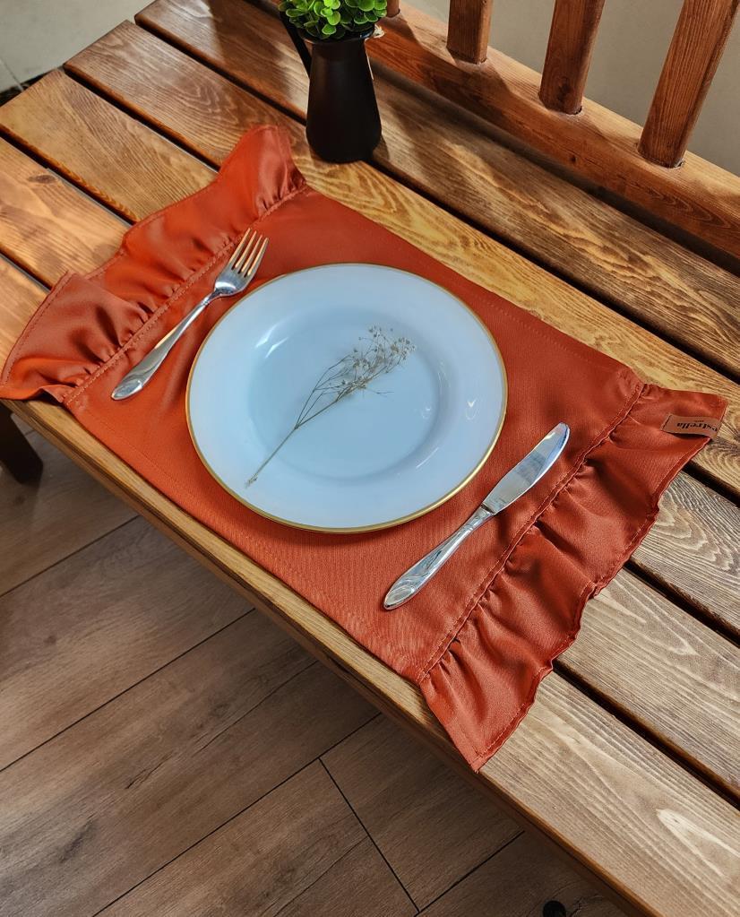 SERRA Saten 2 kenar Fırfırlı kiremit Vintage Amerikan Servis 30X50