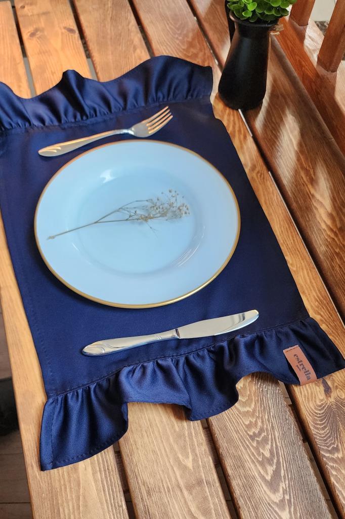 SERRA Saten 2 kenar Fırfırlı Siyah Vintage Amerikan Servis 30X50