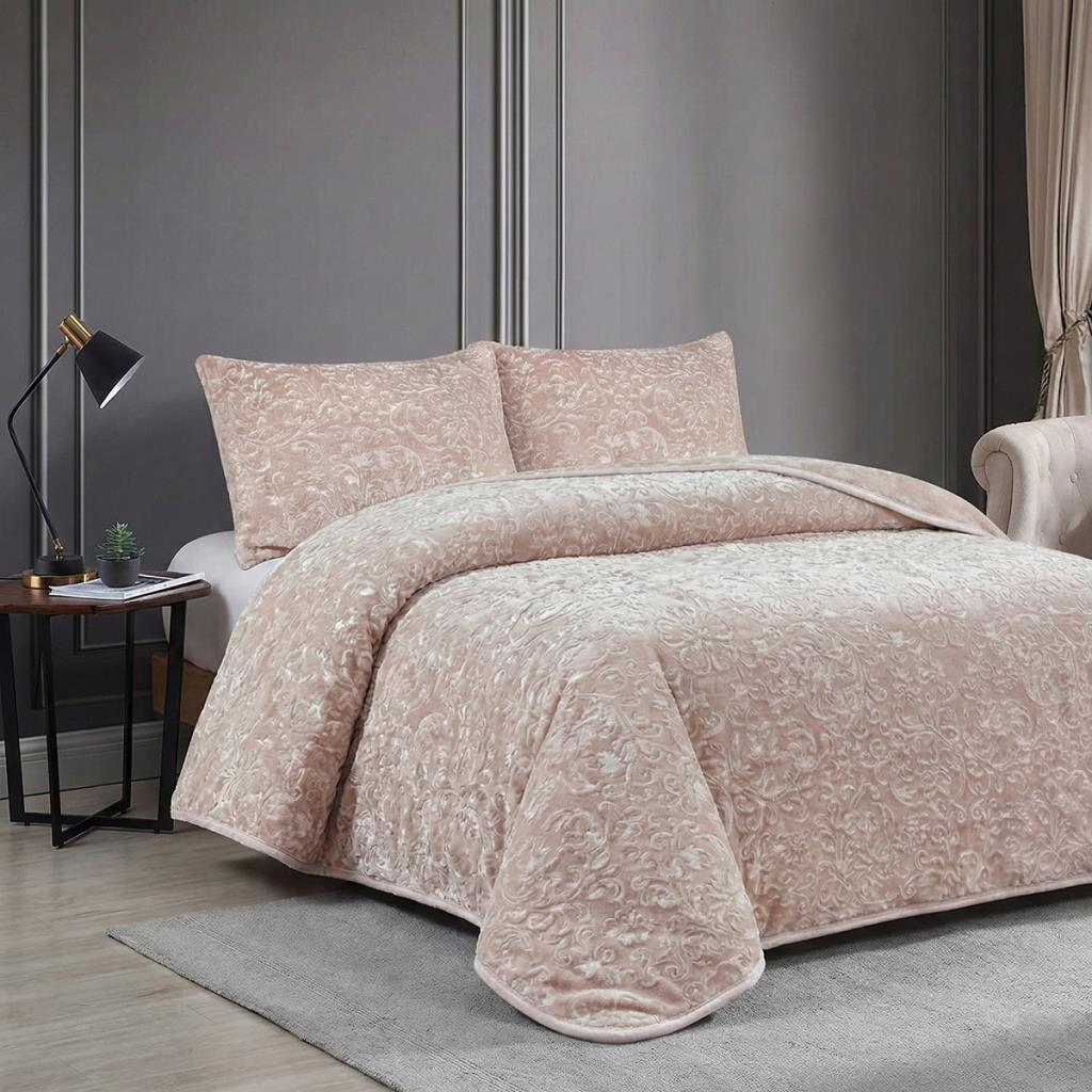 Soft Battaniye Çift Kişilik 220 x 240 Gül Kurusu Yastık kılıfı hediyeli