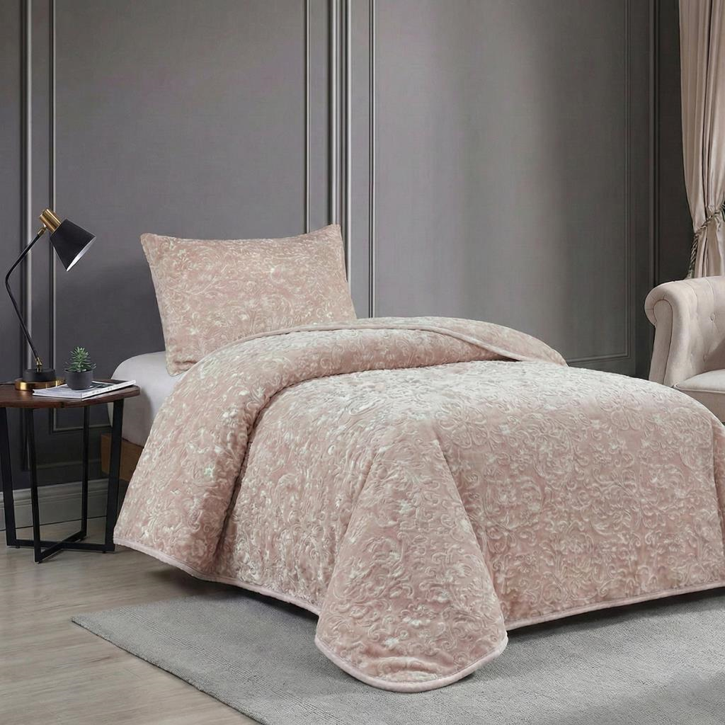 Soft Battaniye Tek Kişilik 180 x 240 Gül Kurusu Yastık kılıfı hediyeli