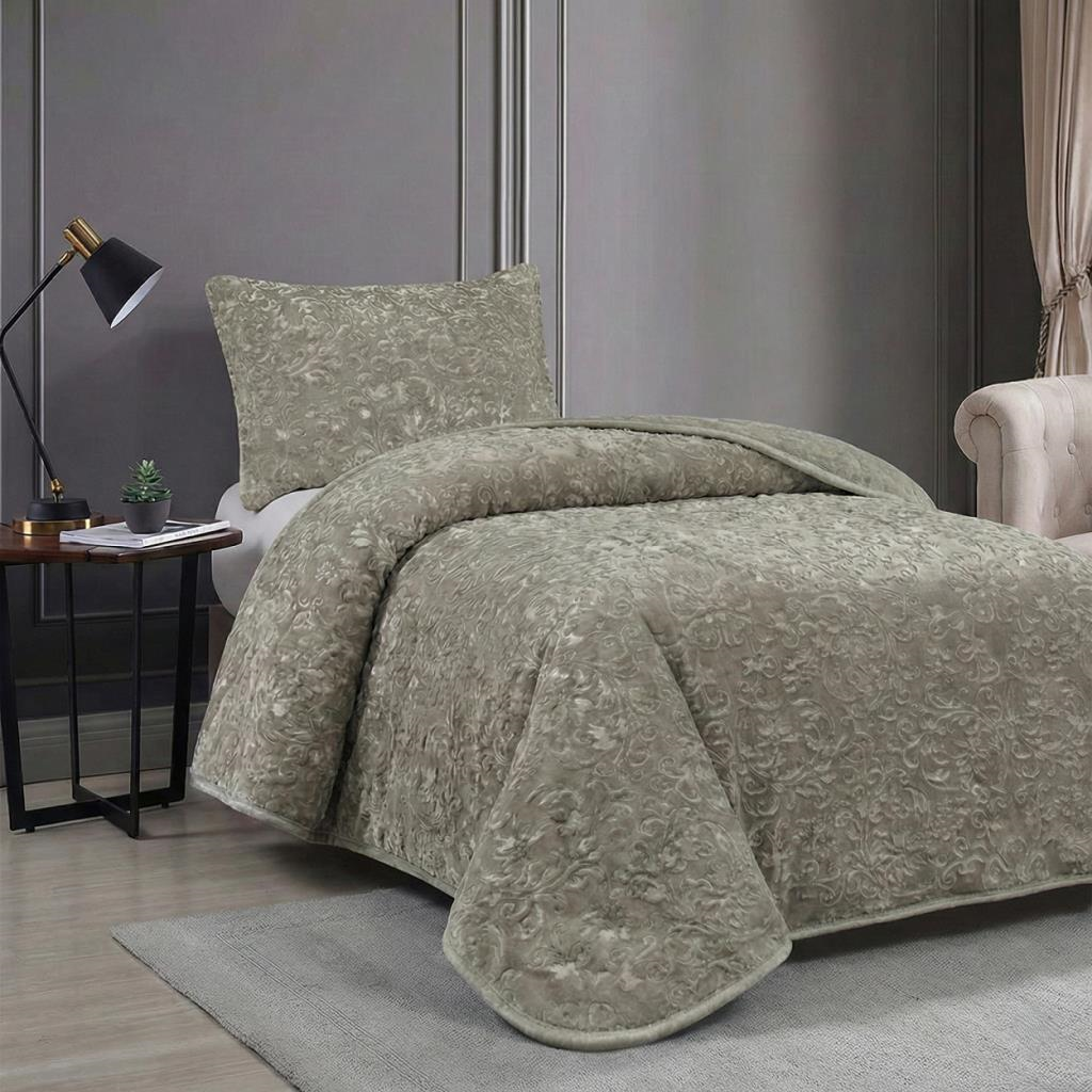 Soft Battaniye Tek Kişilik 180 x 240 Haki Yastık kılıfı hediyeli