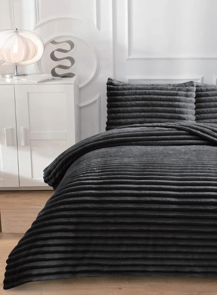 SOFT ÇİZGİ Çift Kişilik Yatak örtüsü 260x240 ANTRASİT