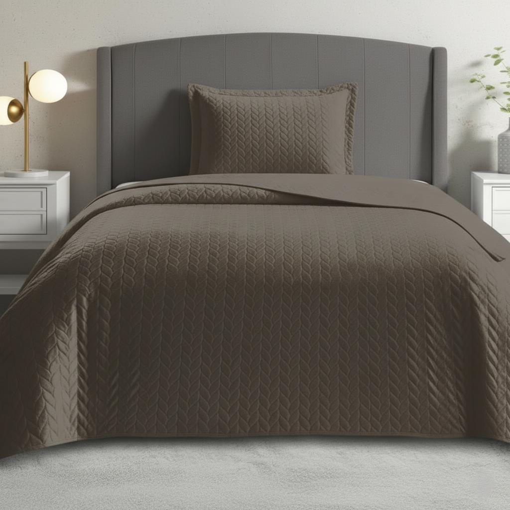 SÜET Başak TEK Kişilik Yatak örtüsü 180x240 VİZON